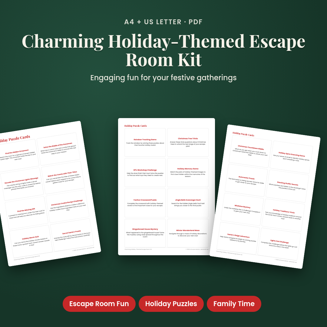 Charming Holiday-Themed Escape Room Kit