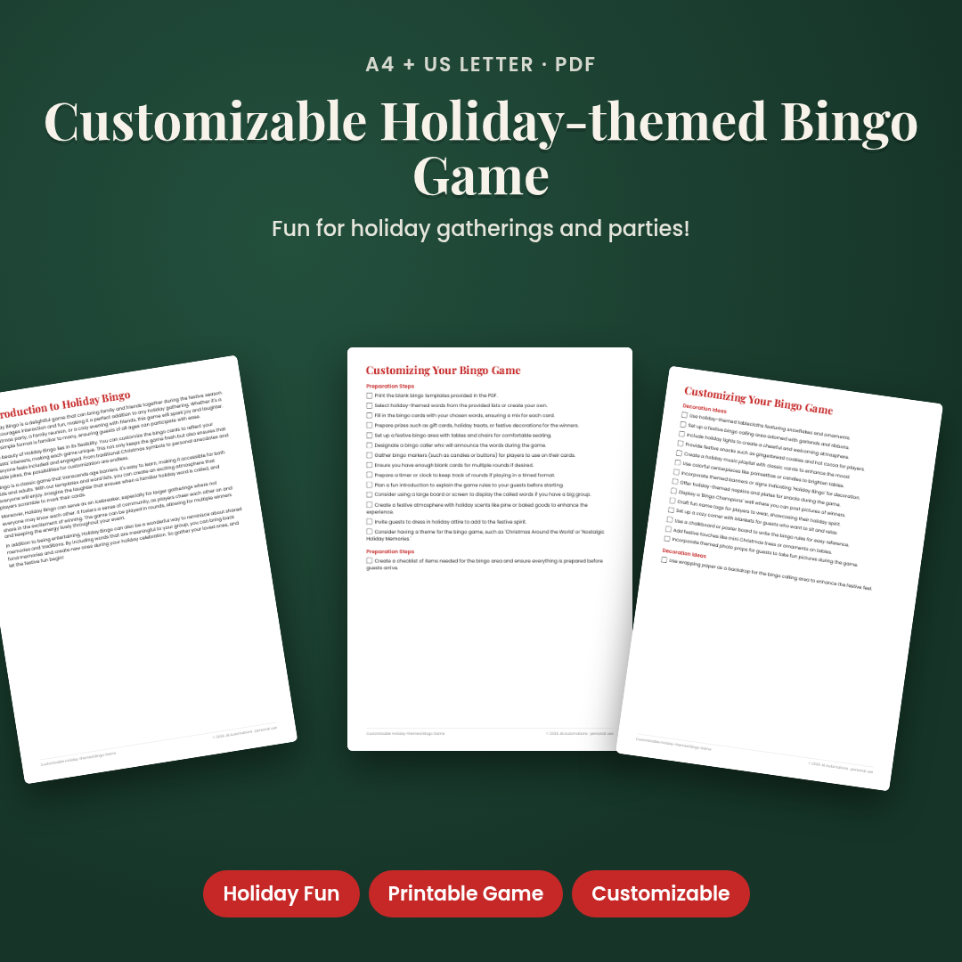 Customizable Holiday-themed Bingo Game