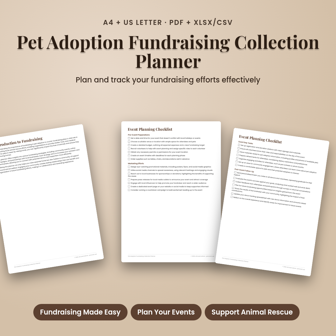 Pet Adoption Fundraising Collection Planner