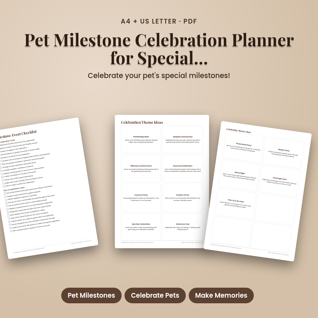 Pet Milestone Celebration Planner for Special Moments