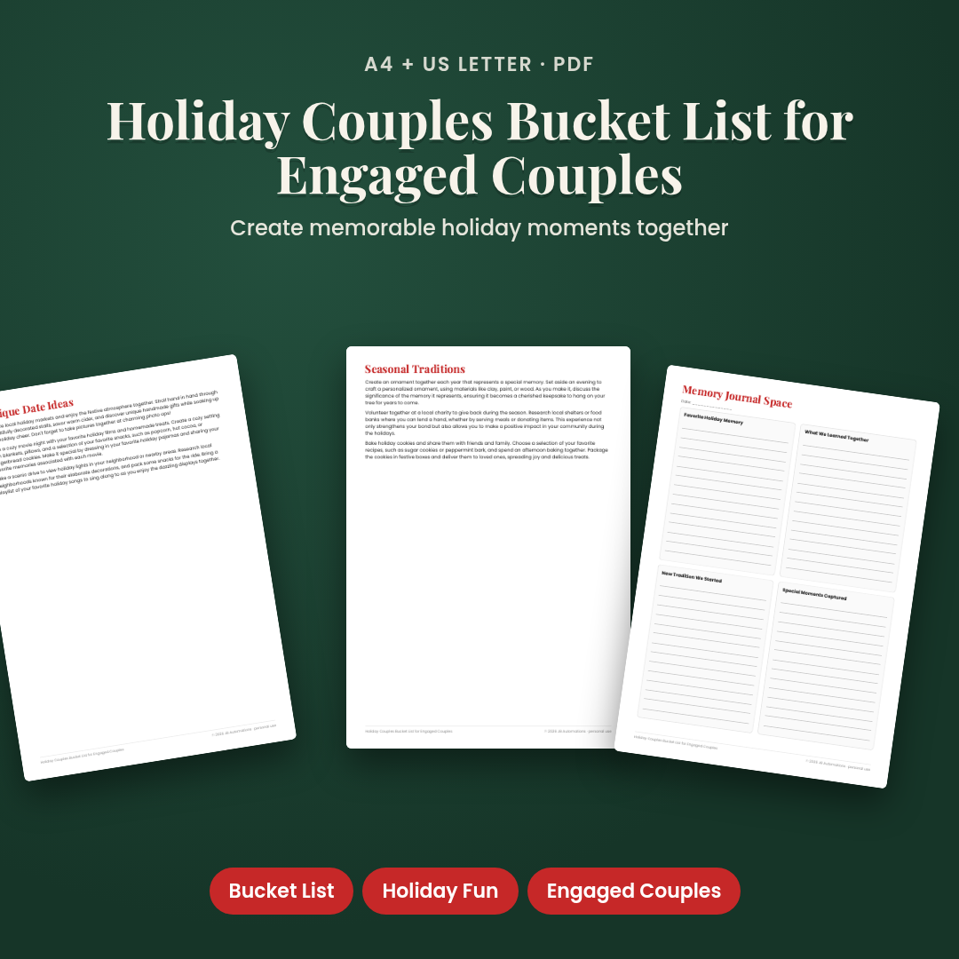 Holiday Couples Bucket List for Engaged Couples