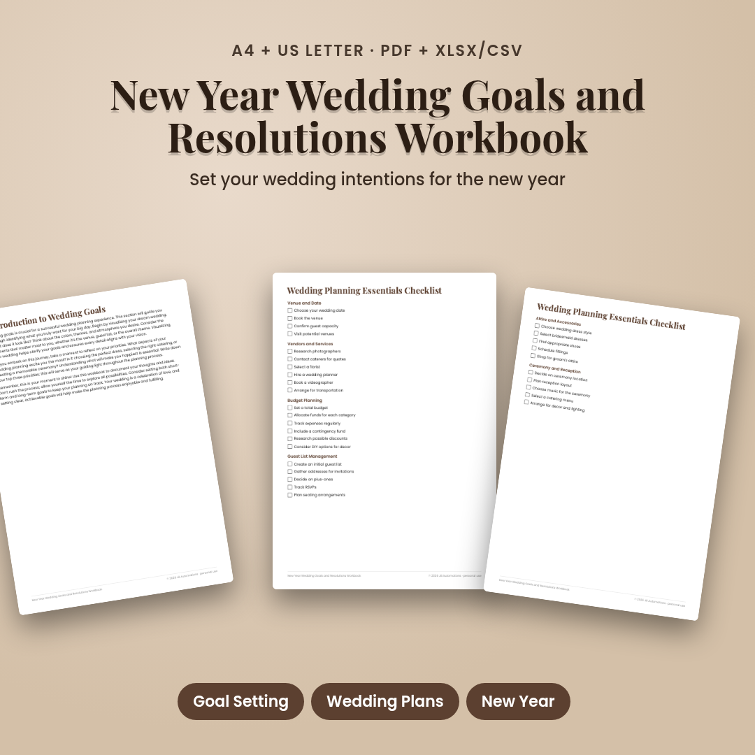 New Year Wedding Goals and Resolutions Workbook