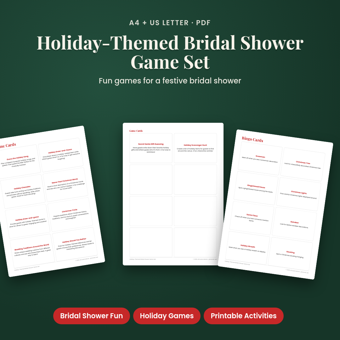 Holiday-Themed Bridal Shower Game Set