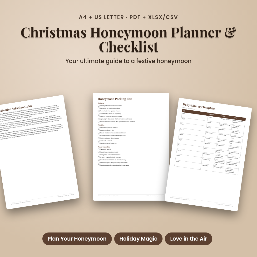 Christmas Honeymoon Planner & Checklist