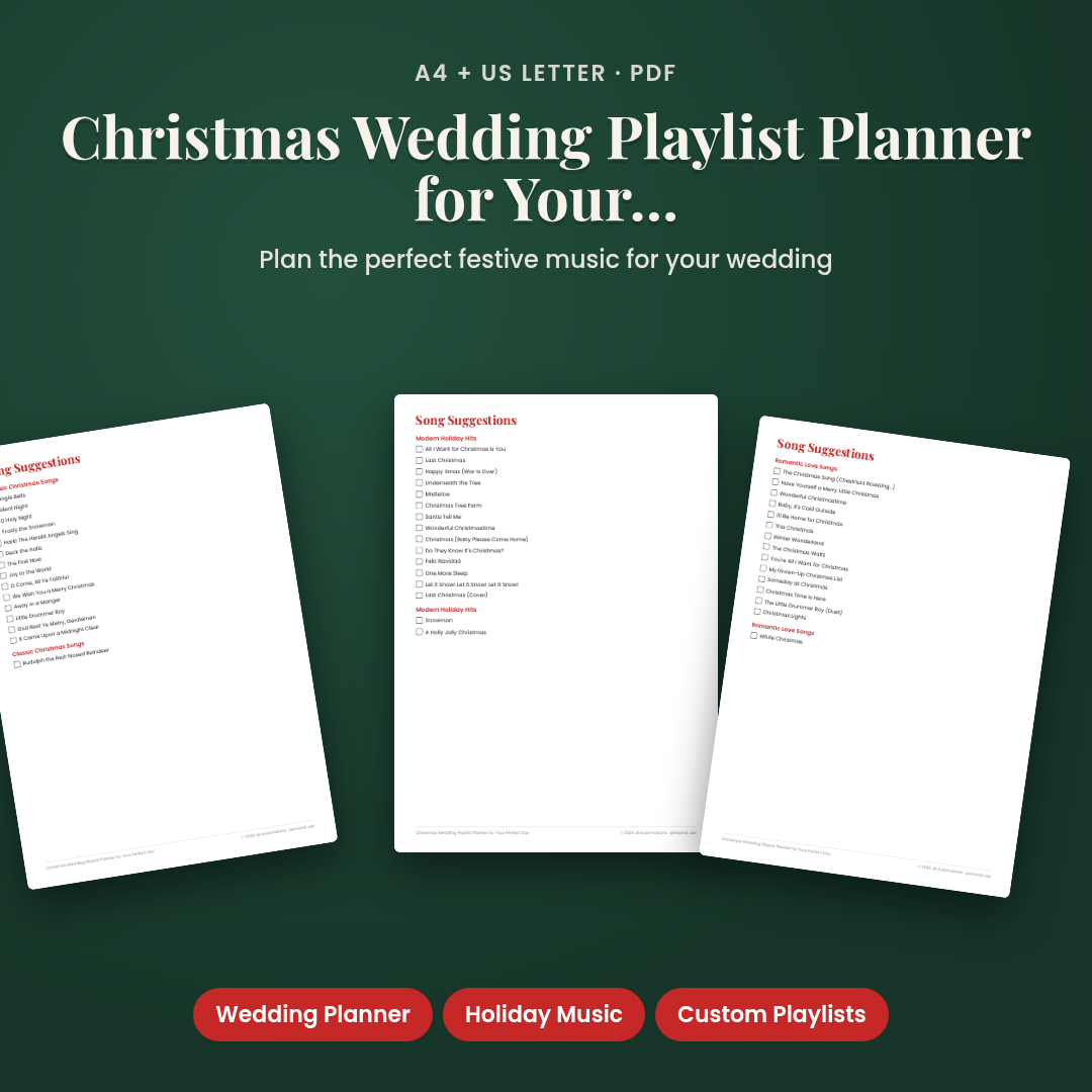 Christmas Wedding Playlist Planner for Your Perfect Day