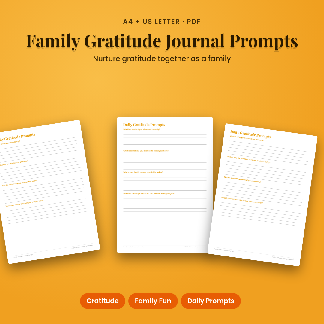 Family Gratitude Journal Prompts