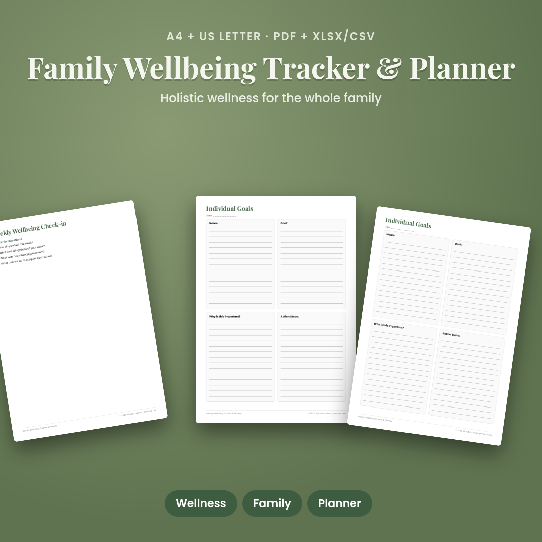 Family Wellbeing Tracker & Planner