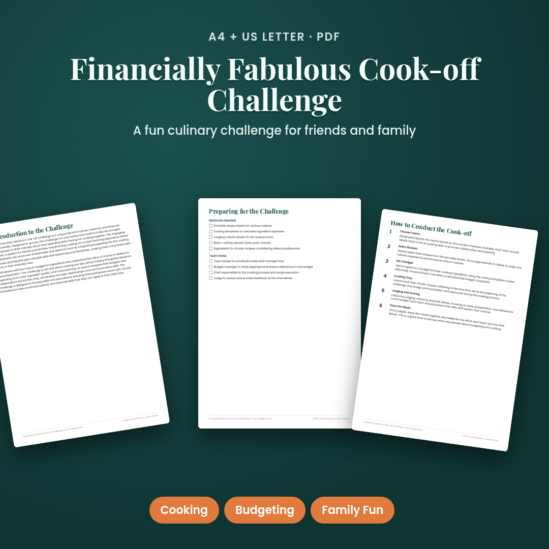 Financially Fabulous Cook-off Challenge: Cook, Budget, Bond