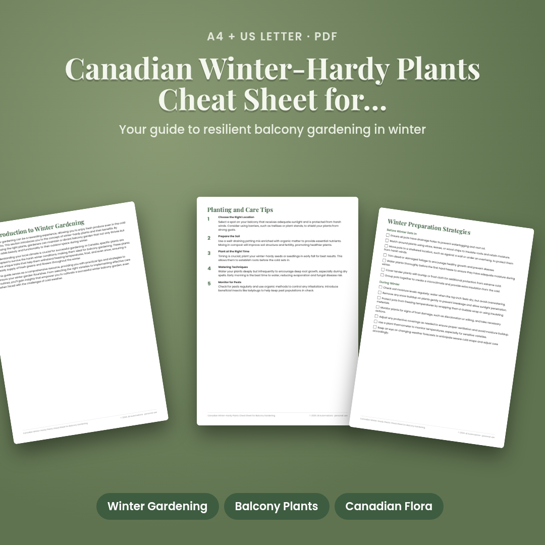Canadian Winter-Hardy Plants Cheat Sheet for Balcony Gardening