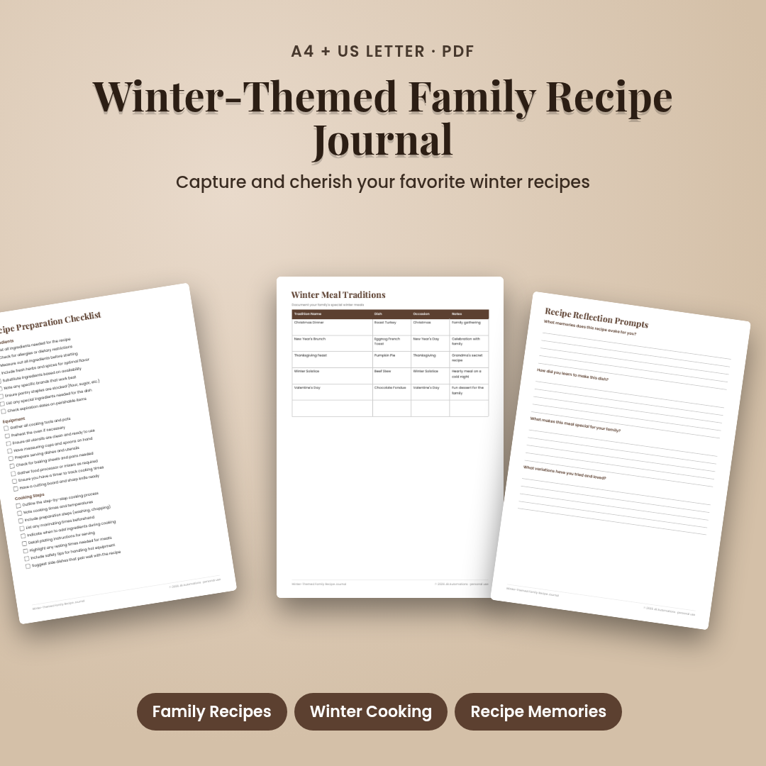 Winter-Themed Family Recipe Journal
