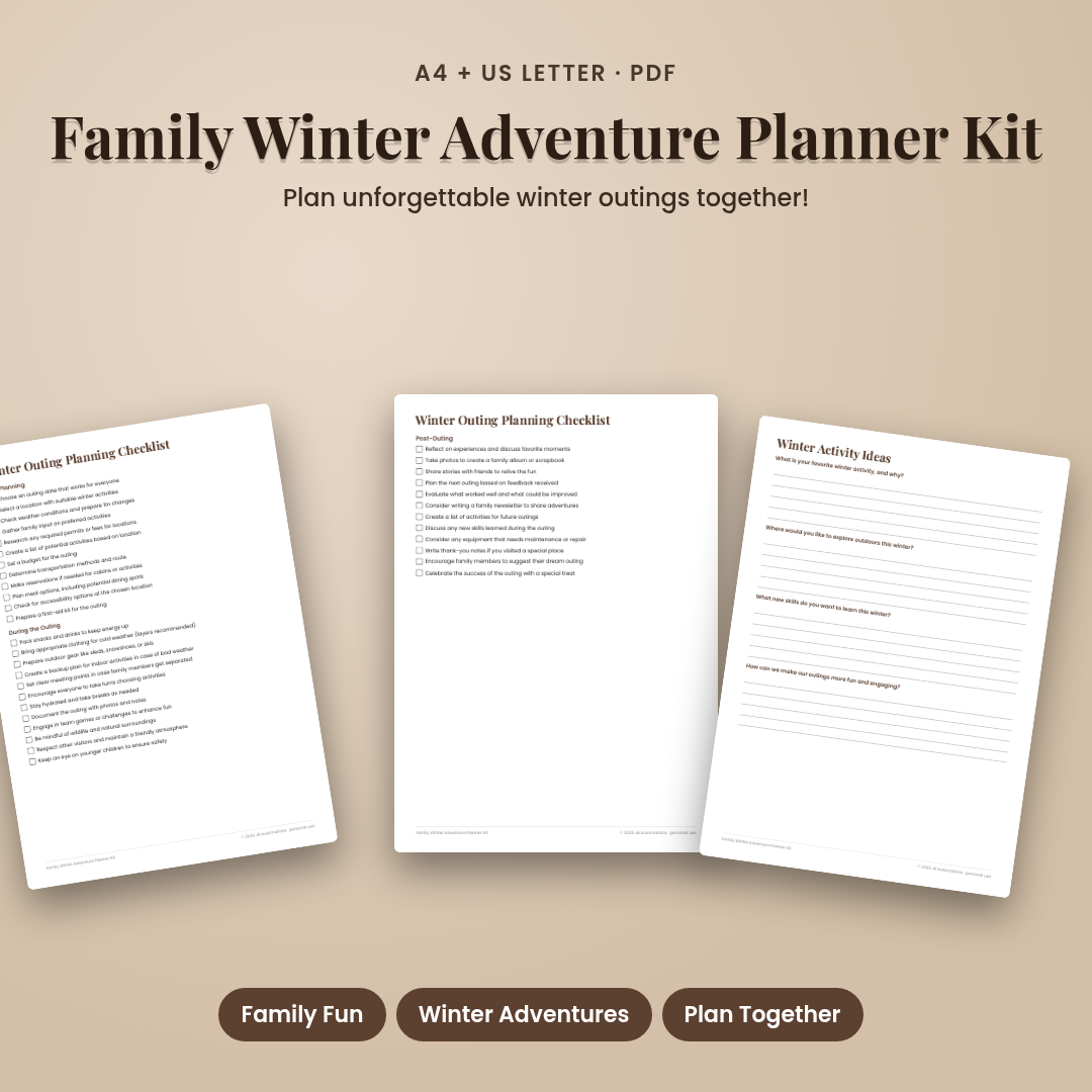 Family Winter Adventure Planner Kit