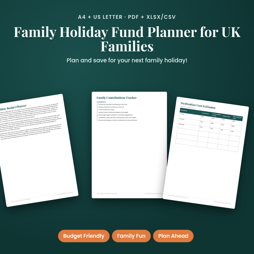Family Holiday Fund Planner for UK Families