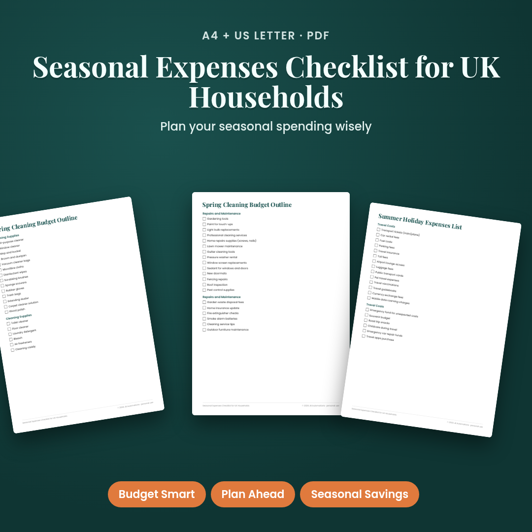 Seasonal Expenses Checklist for UK Households