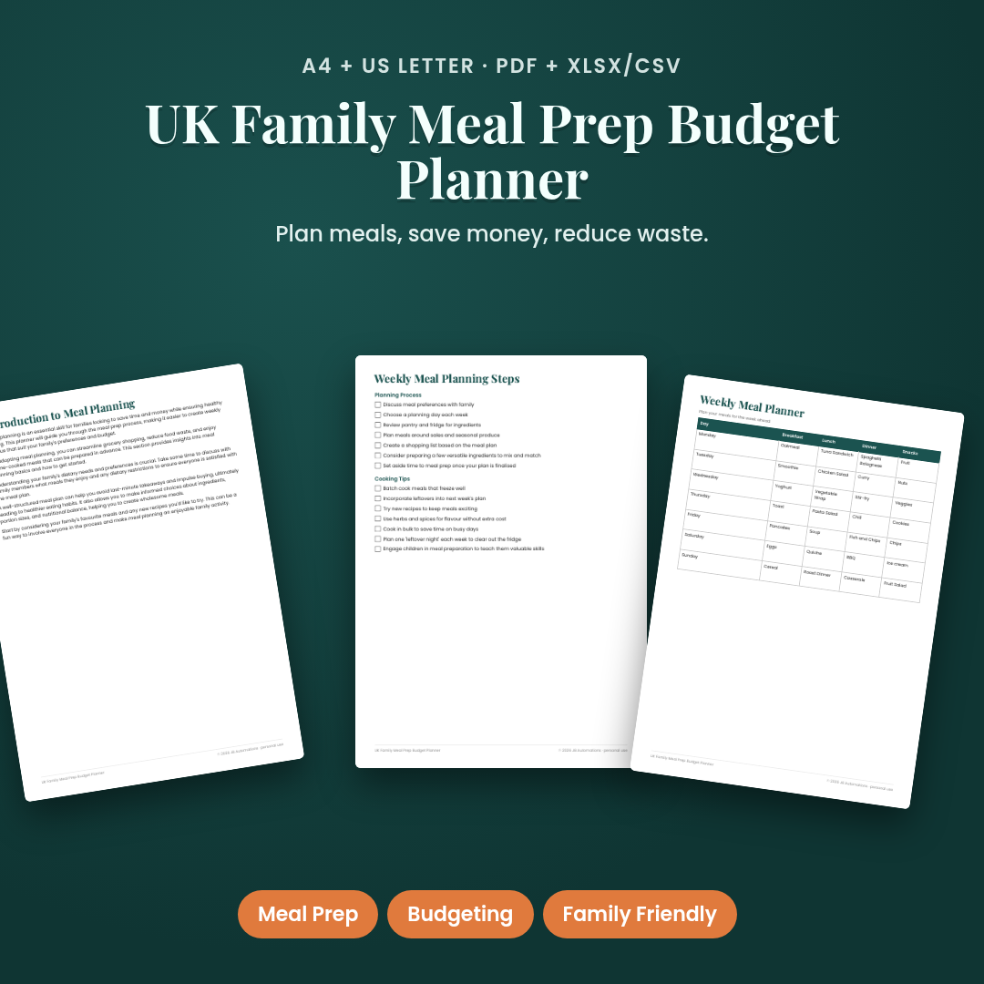 UK Family Meal Prep Budget Planner
