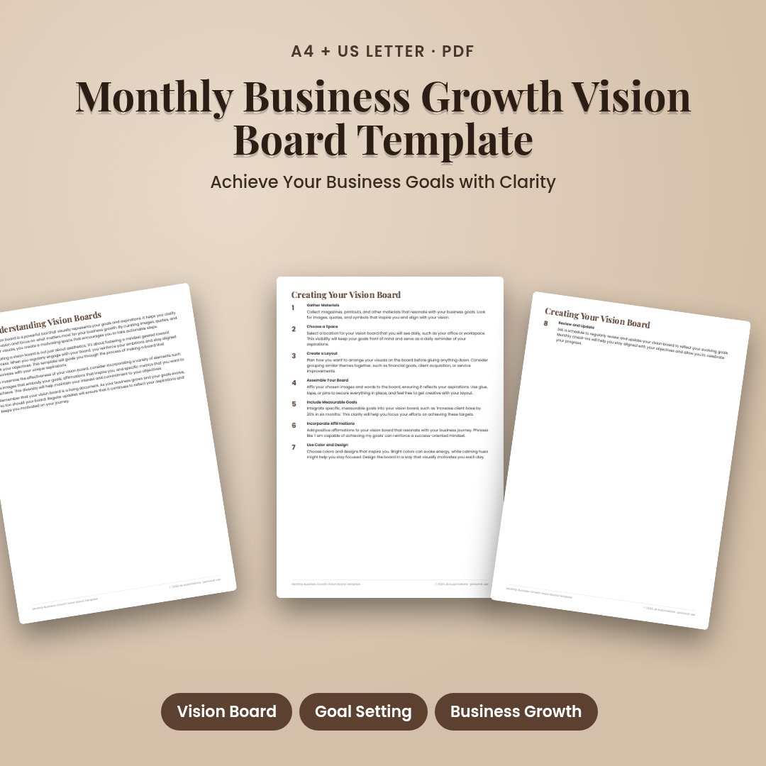 Monthly Business Growth Vision Board Template