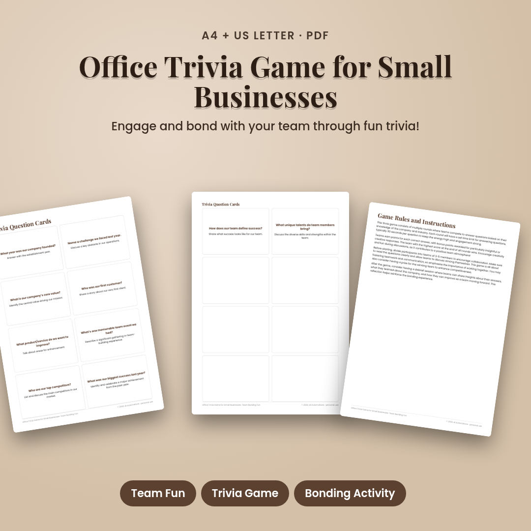 Office Trivia Game for Small Businesses: Team Building Fun