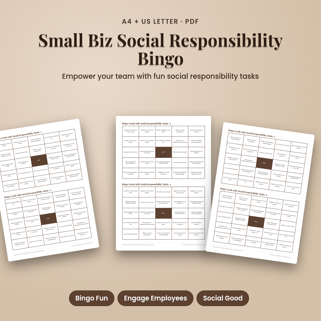 Small Biz Social Responsibility Bingo: Engage & Inspire