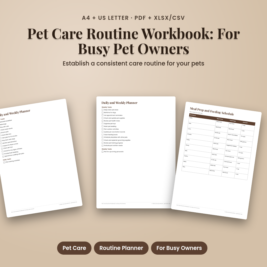 Pet Care Routine Workbook: For Busy Pet Owners