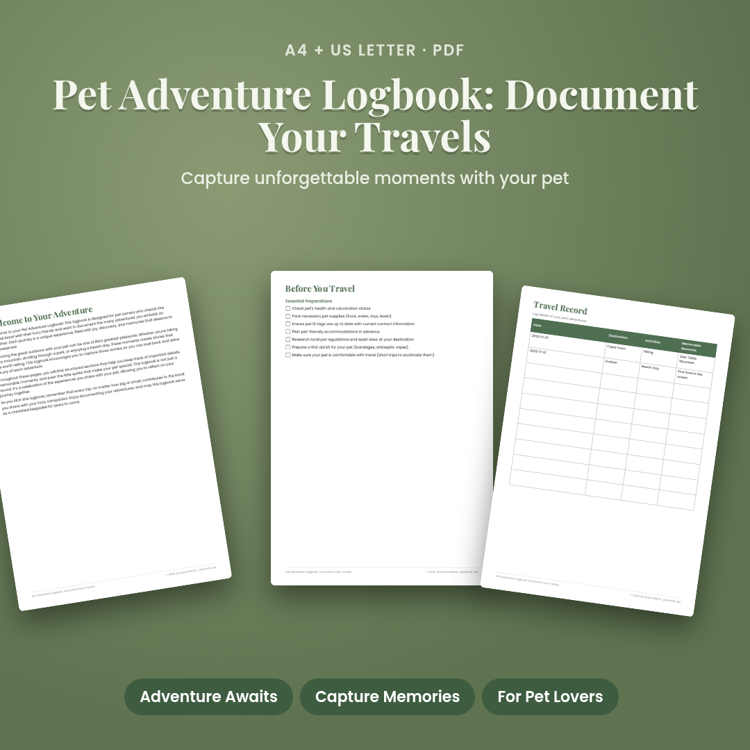 Pet Adventure Logbook: Document Your Travels
