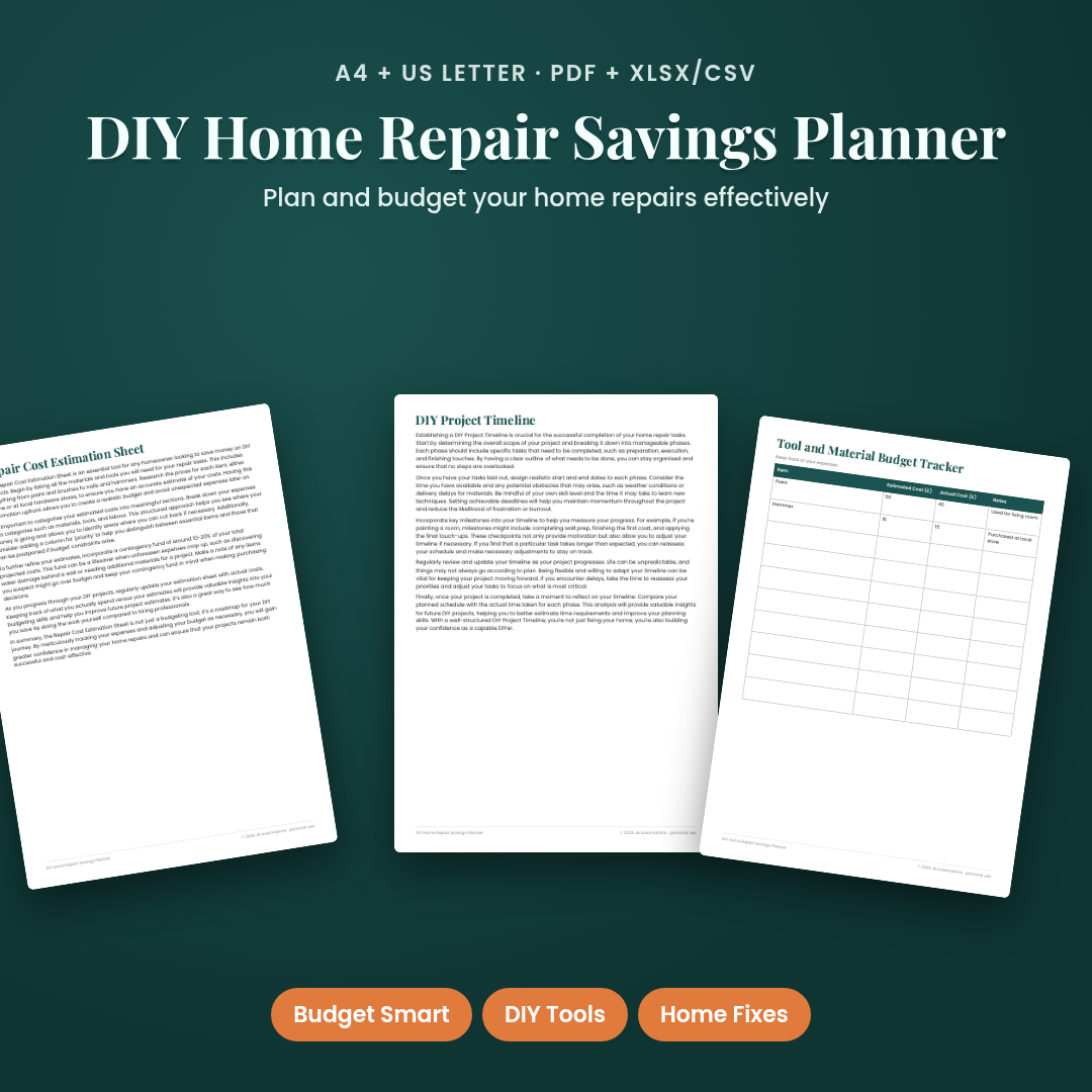 DIY Home Repair Savings Planner