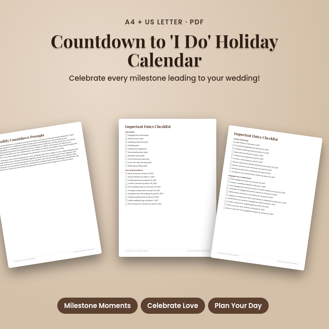 Countdown to 'I Do' Holiday Calendar