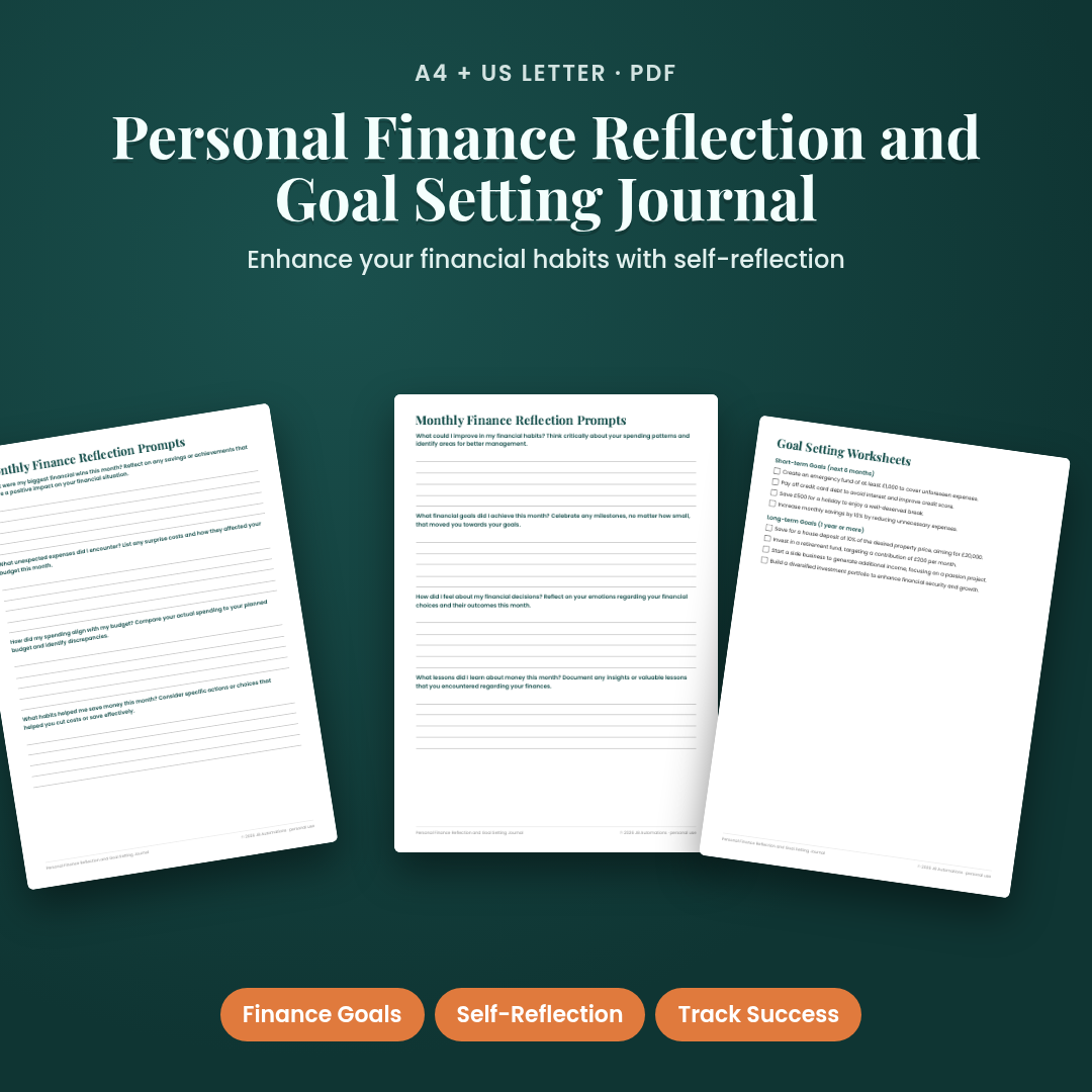 Personal Finance Reflection and Goal Setting Journal