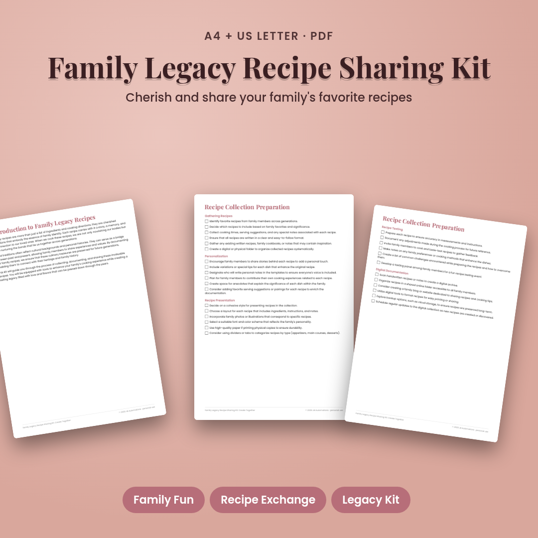 Family Legacy Recipe Sharing Kit: Create Together