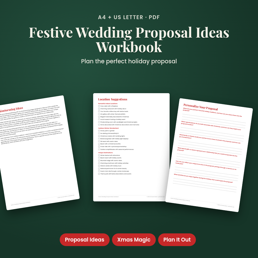Festive Wedding Proposal Ideas Workbook