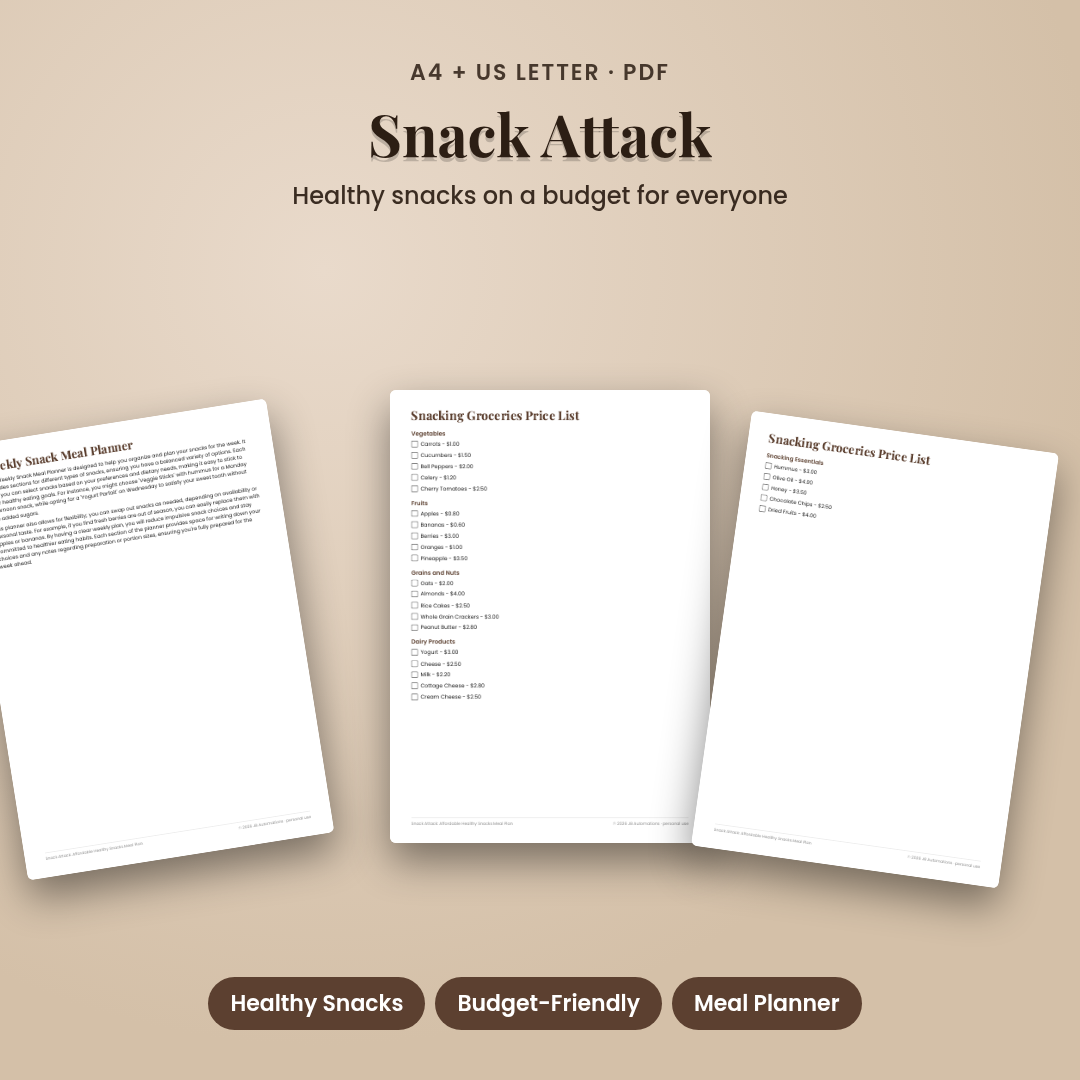 Snack Attack: Affordable Healthy Snacks Meal Plan