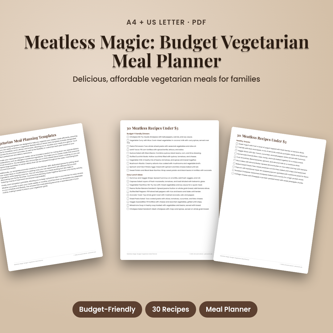 Meatless Magic: Budget Vegetarian Meal Planner