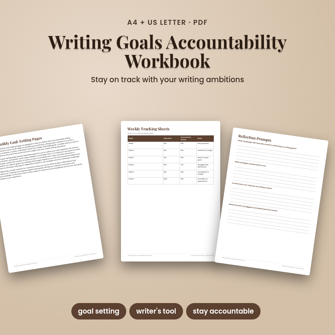 Writing Goals Accountability Workbook