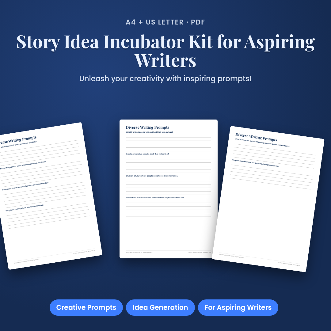 Story Idea Incubator Kit for Aspiring Writers