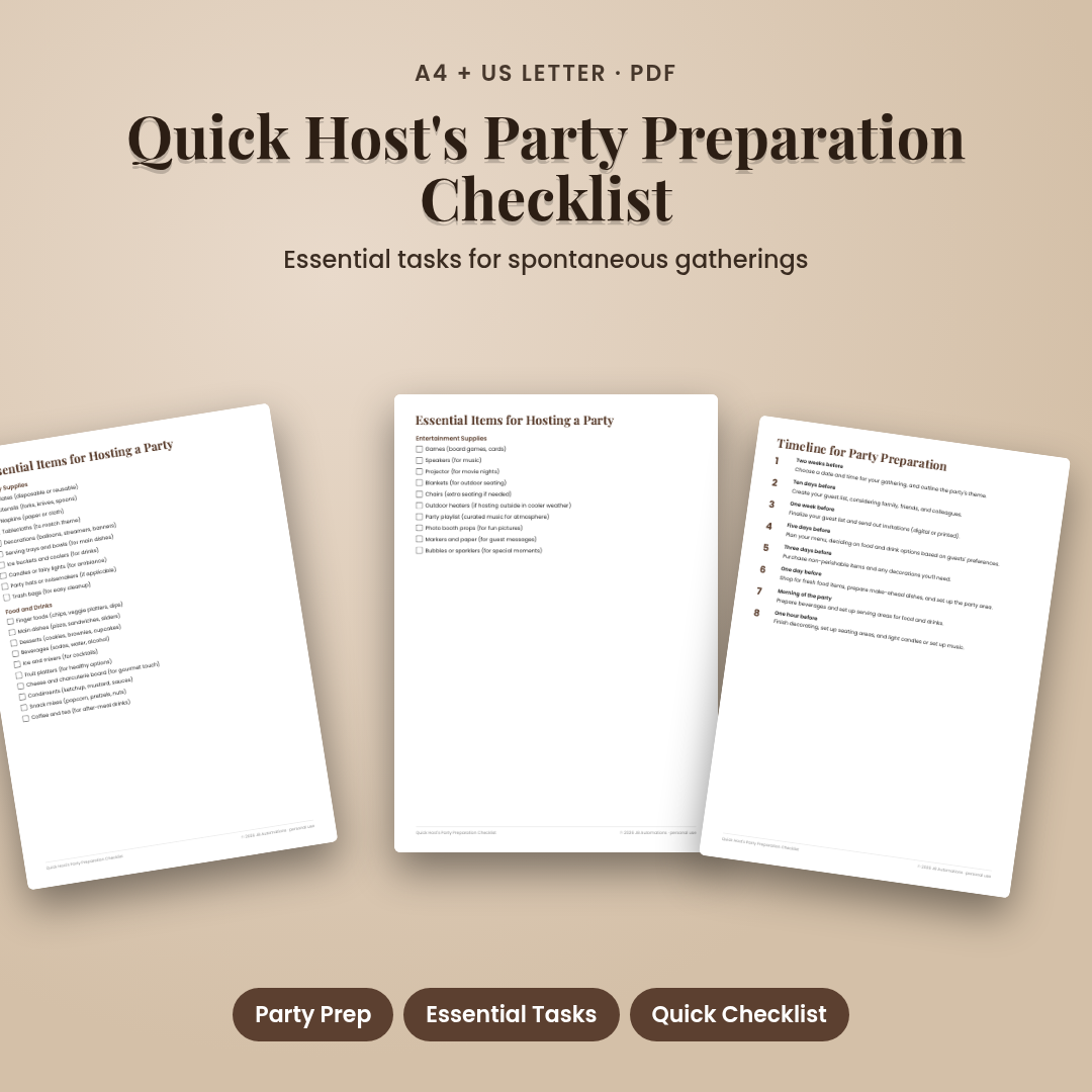 Quick Host's Party Preparation Checklist