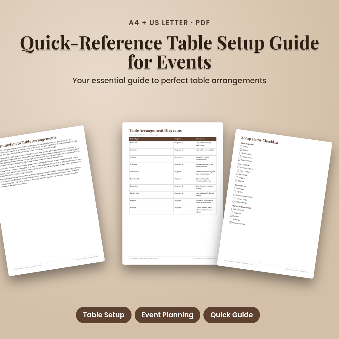 Quick-Reference Table Setup Guide for Events