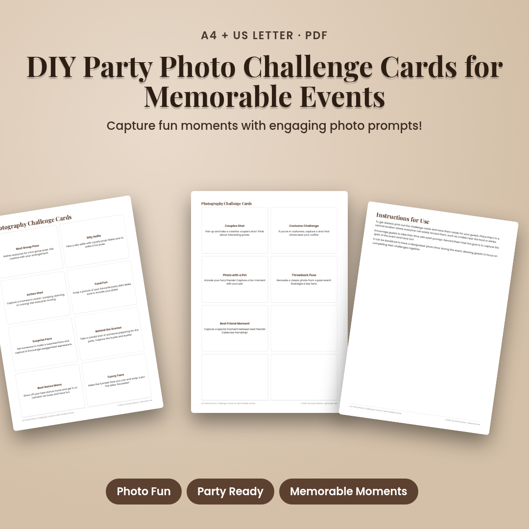 DIY Party Photo Challenge Cards for Memorable Events
