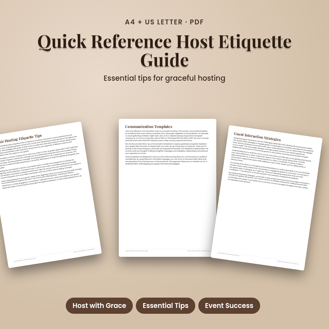 Quick Reference Host Etiquette Guide