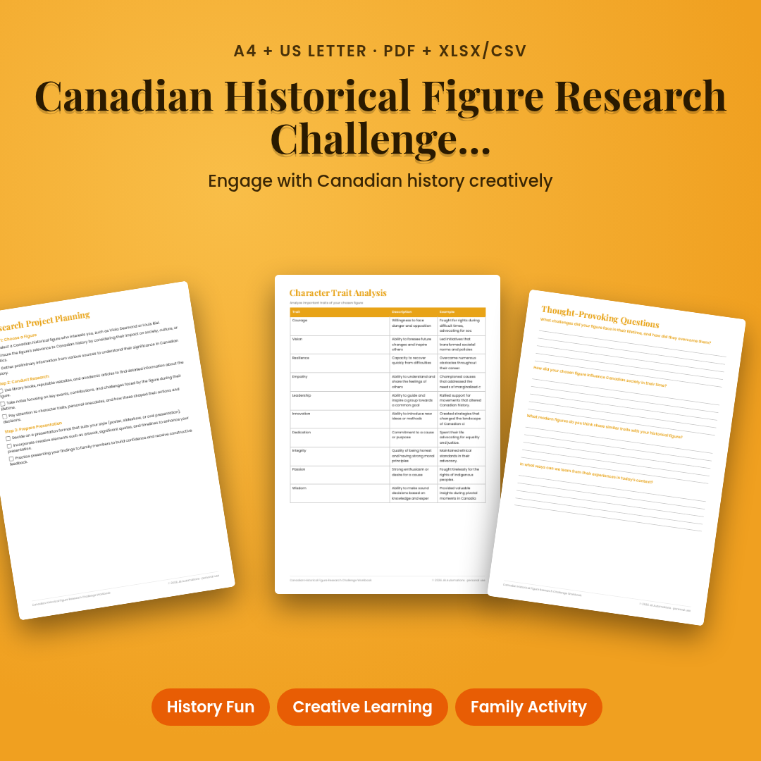Canadian Historical Figure Research Challenge Workbook