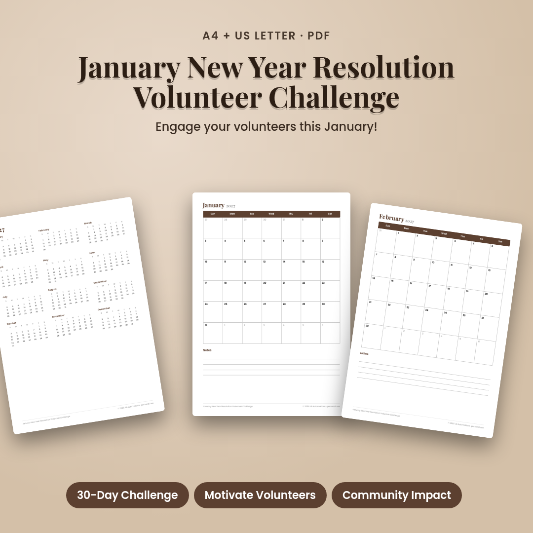 January New Year Resolution Volunteer Challenge