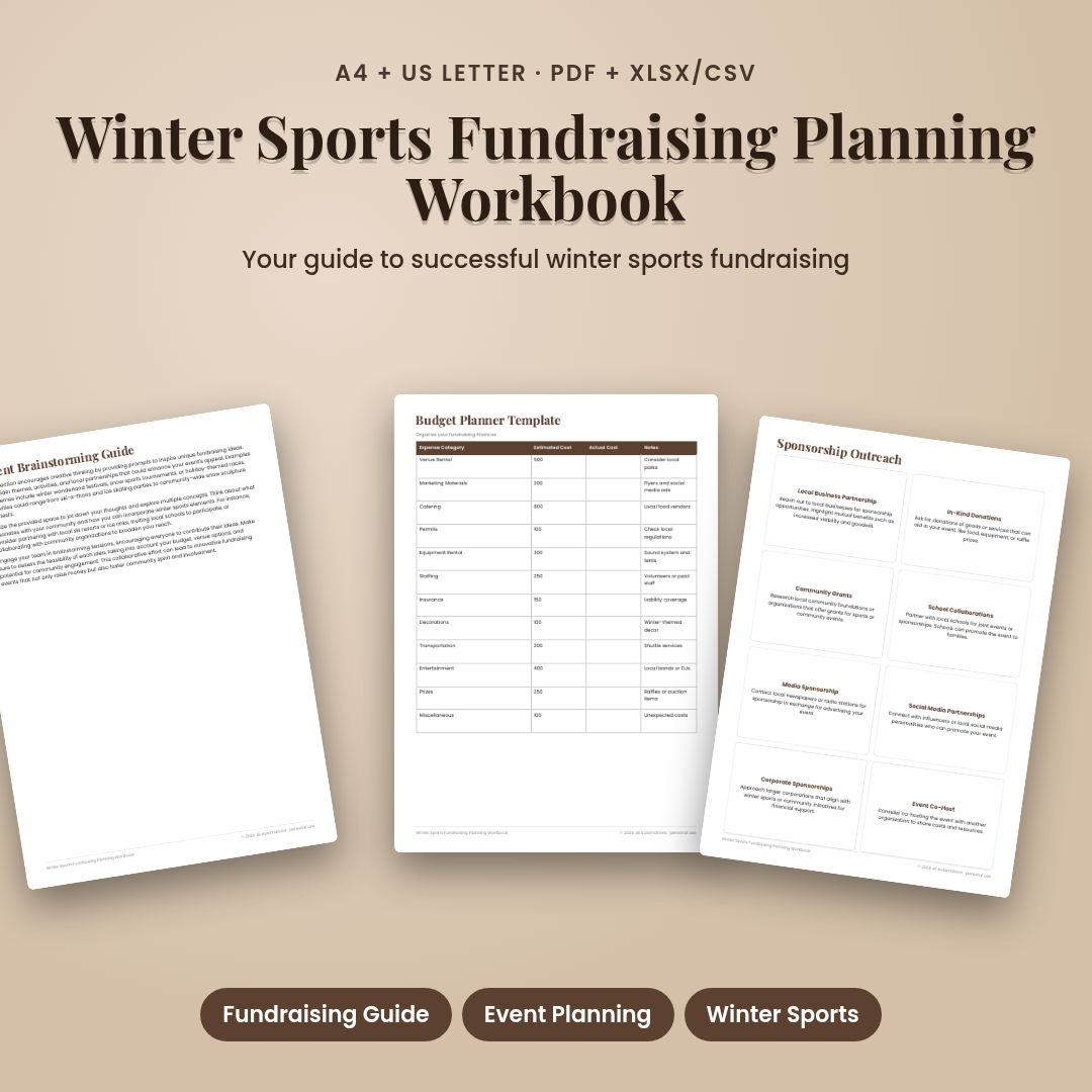 Winter Sports Fundraising Planning Workbook