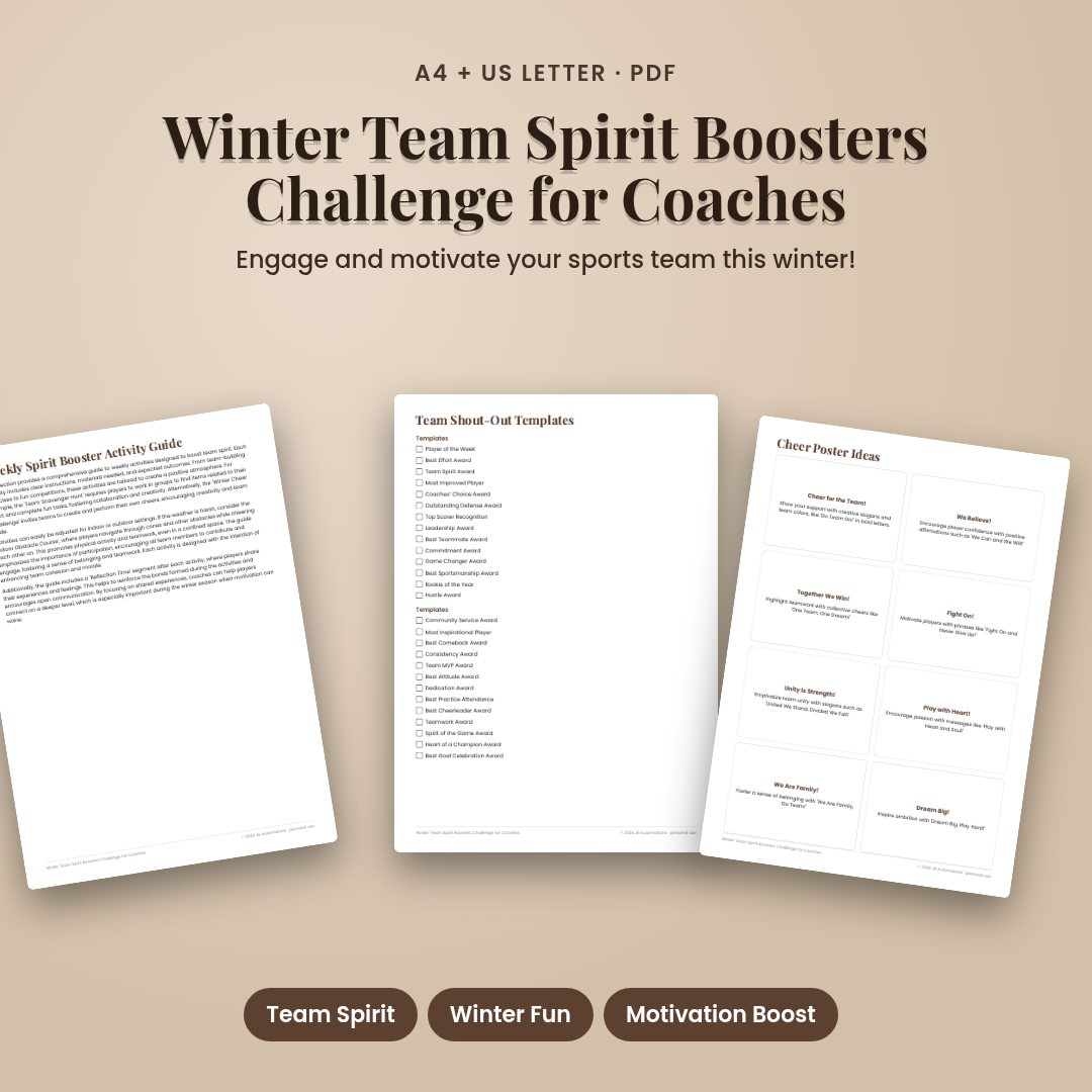 Winter Team Spirit Boosters Challenge for Coaches
