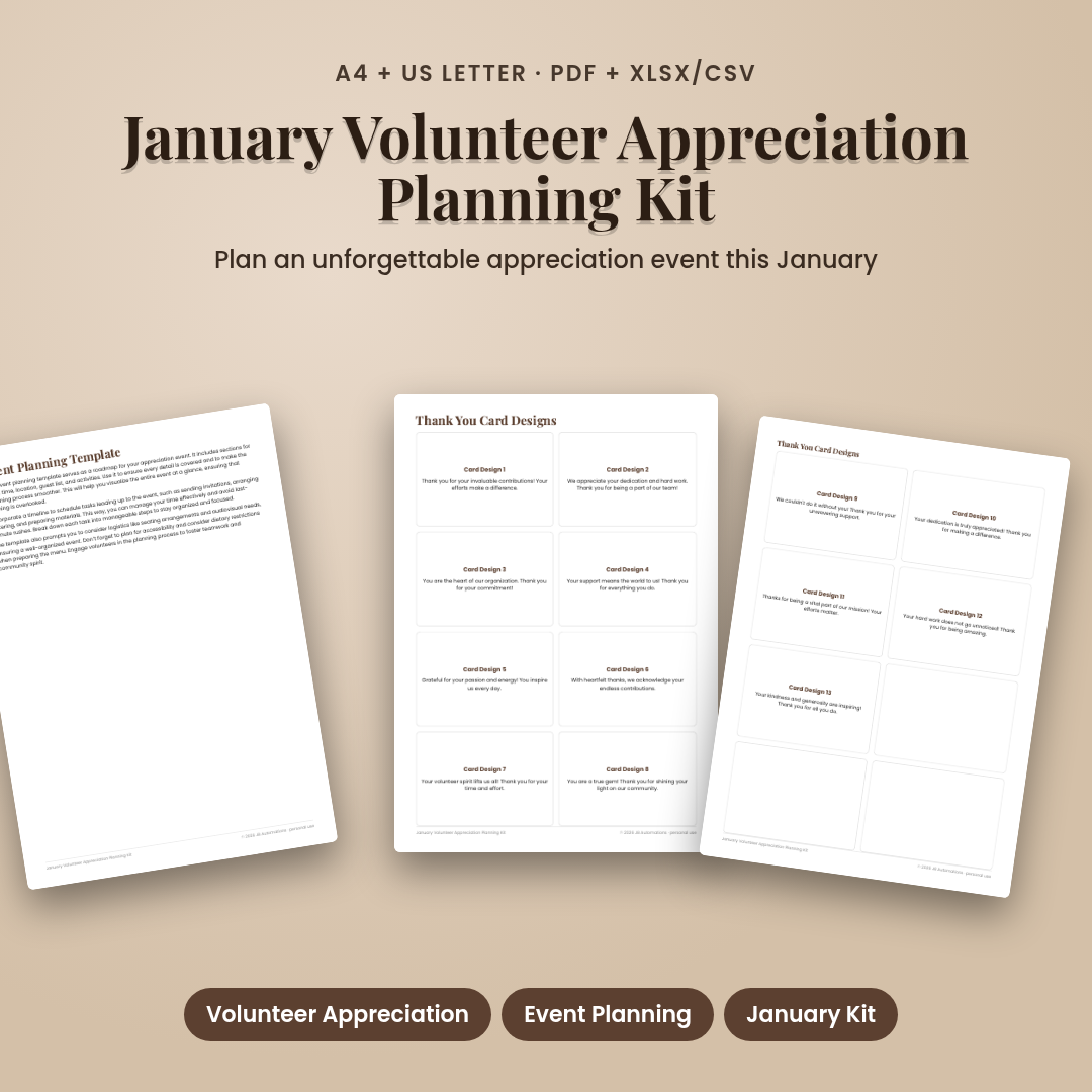 January Volunteer Appreciation Planning Kit