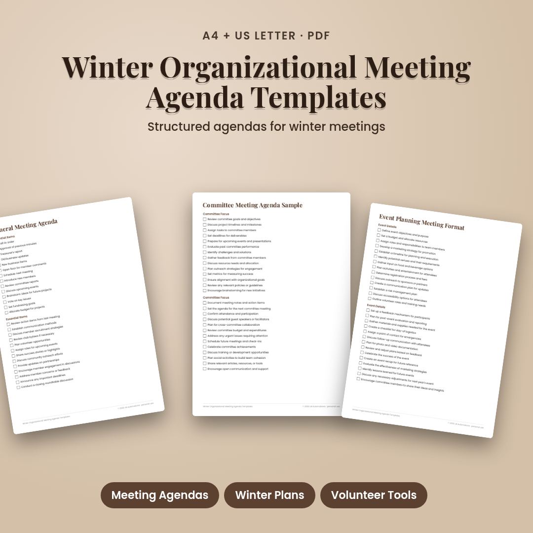 Winter Organizational Meeting Agenda Templates