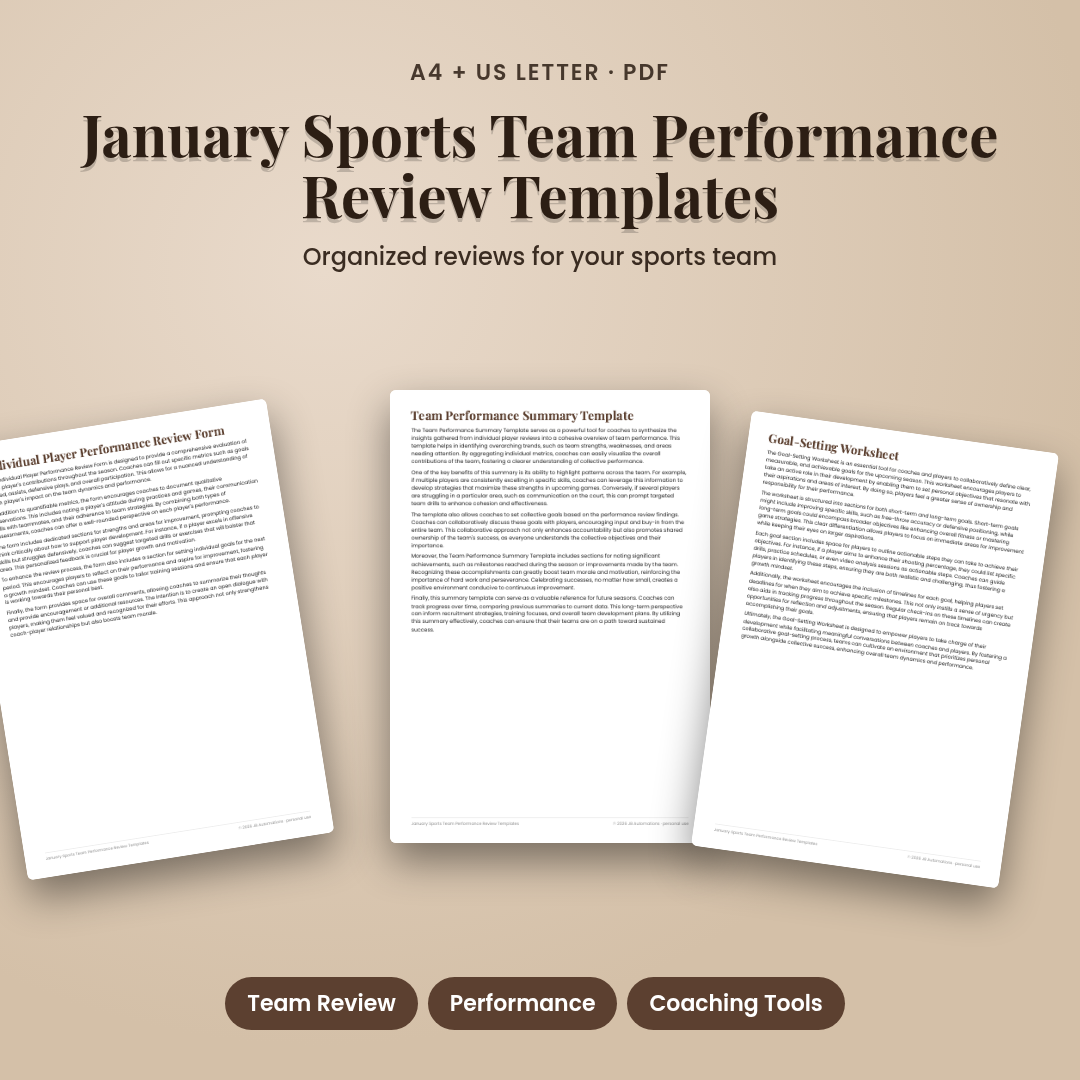 January Sports Team Performance Review Templates