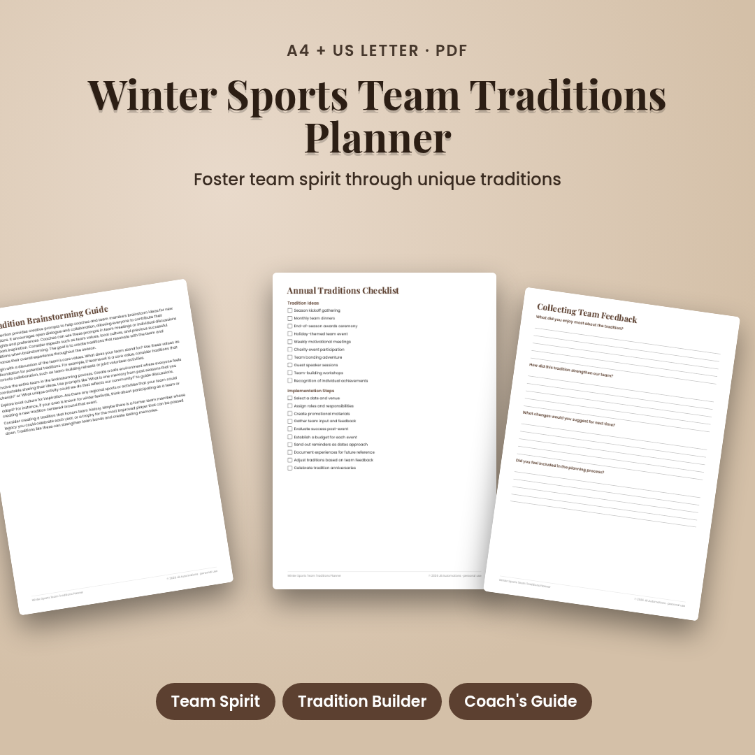 Winter Sports Team Traditions Planner