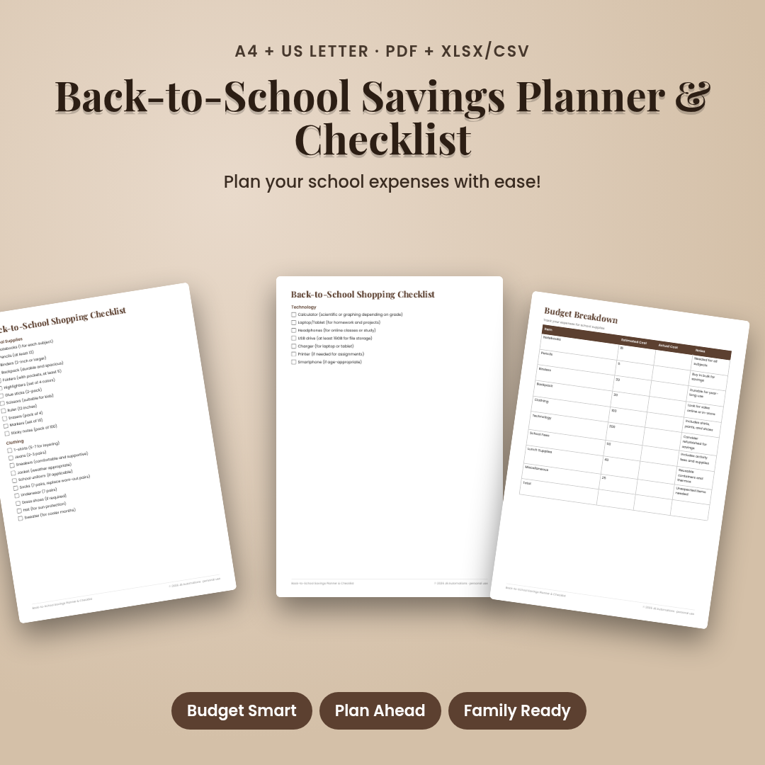 Back-to-School Savings Planner & Checklist