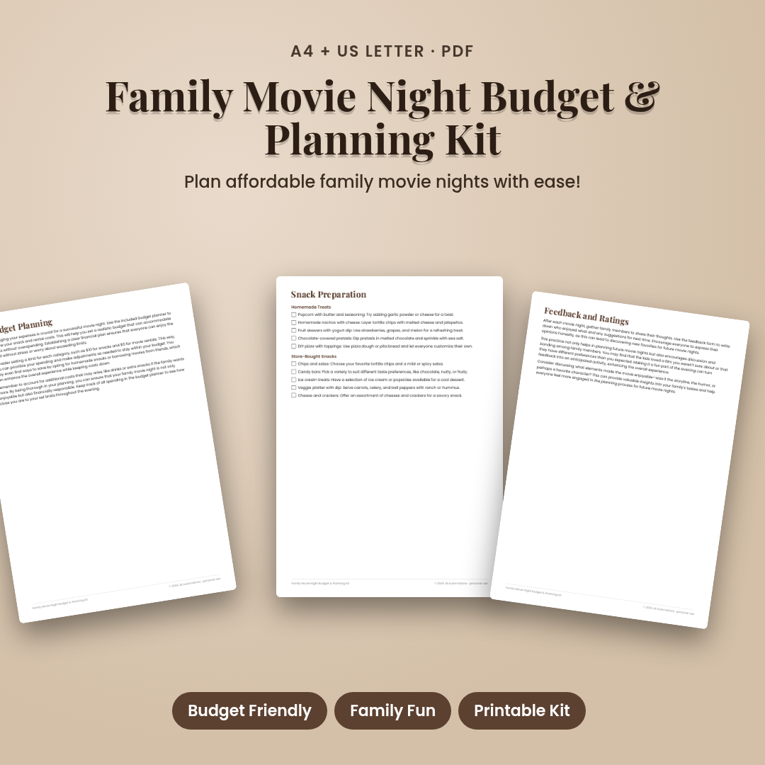Family Movie Night Budget &amp; Planning Kit