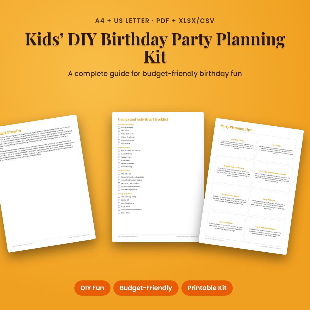Kids’ DIY Birthday Party Planning Kit