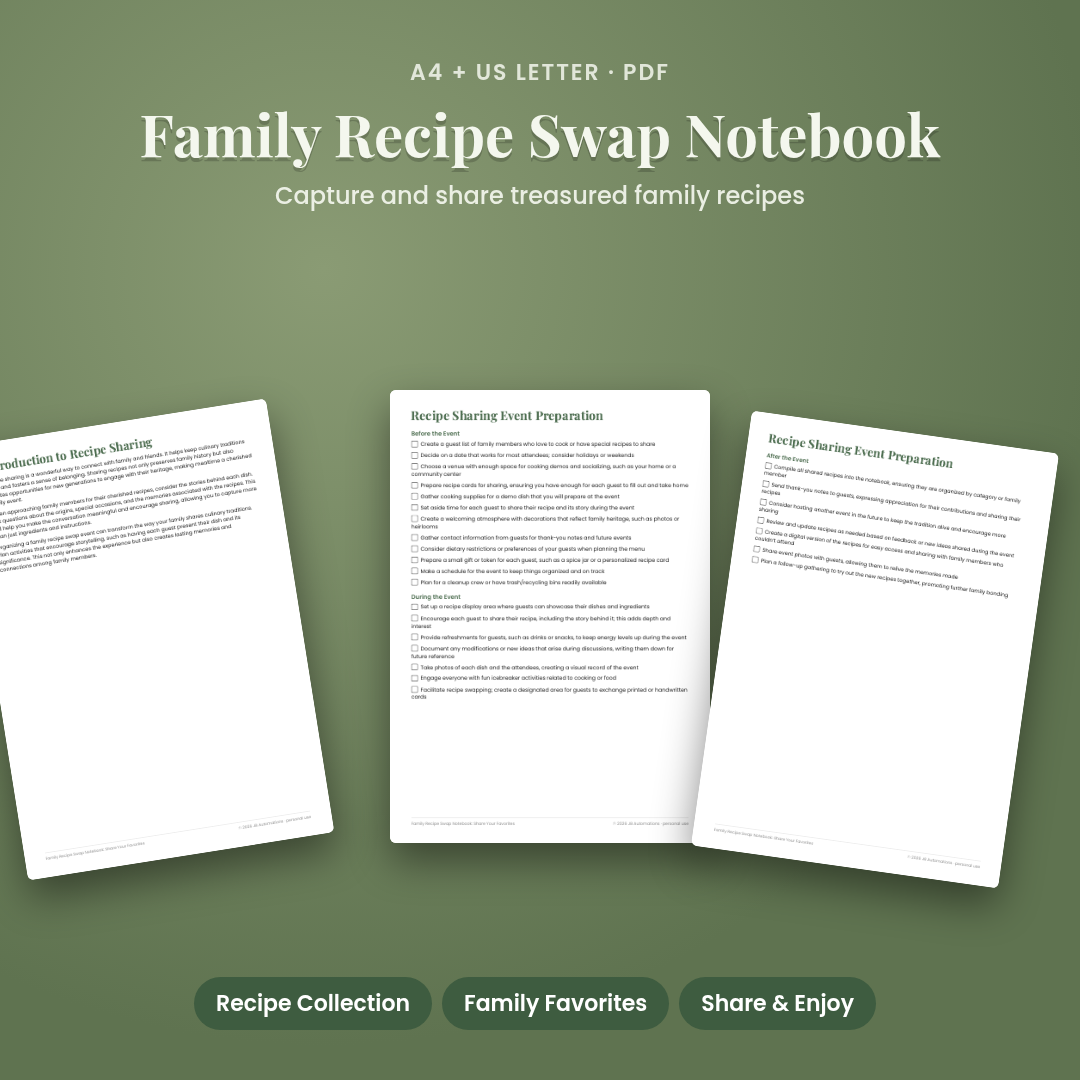 Family Recipe Swap Notebook: Share Your Favorites