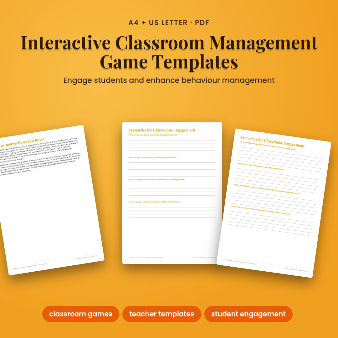 Interactive Classroom Management Game Templates