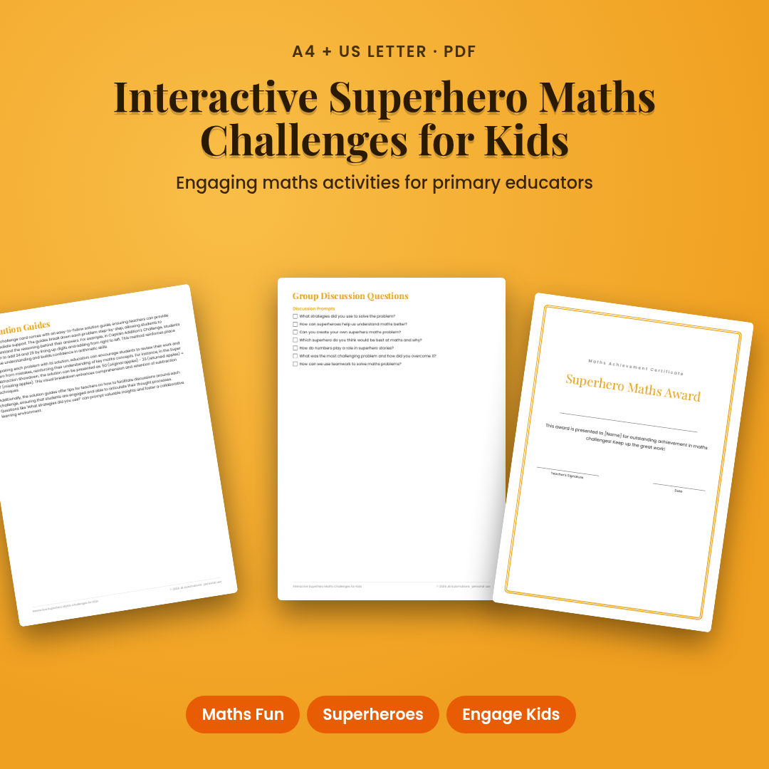 Interactive Superhero Maths Challenges for Kids